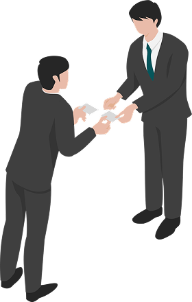 名刺交換をしている男性2人のイラスト